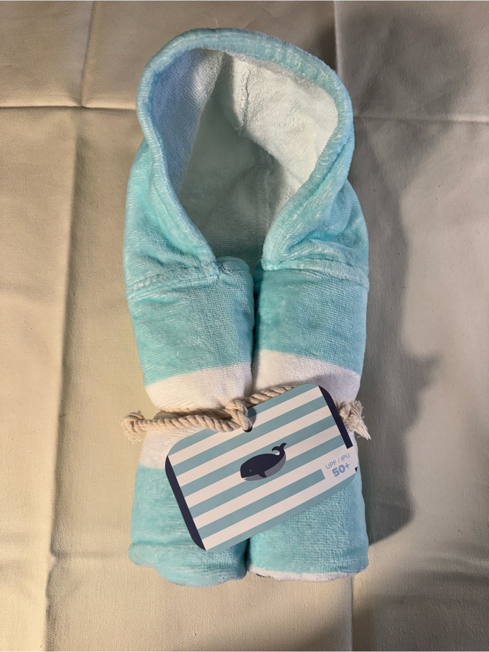 Aqua & White Hooded Baby Towel Wrap Pottery Barn Kids